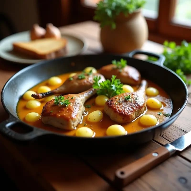 Conejo al Ajillo con Patatas Panaderas: Receta de Monte en Sartén Antiadherente
