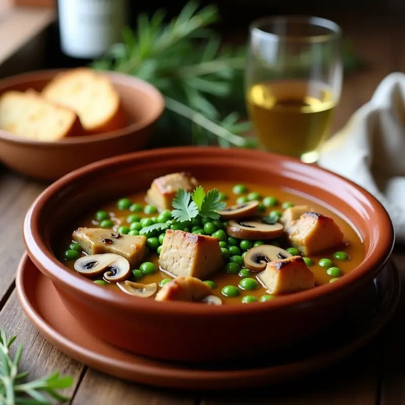 Conejo al Ajillo con Setas y Guisantes: Receta de Monte Valenciana en Olla Rápida