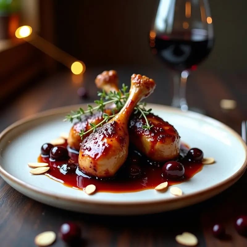 P routine de Confit de Pato con Salsa de Cerezas y Vino Porto: Receta Francesa Gourmet en 2 Horas