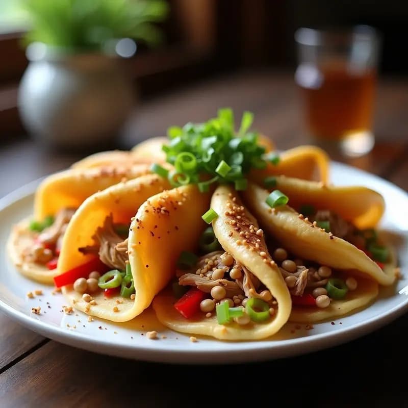 Cong You Bing con Pollo y Cacahuetes: Receta China en Wok y Alta en Proteína