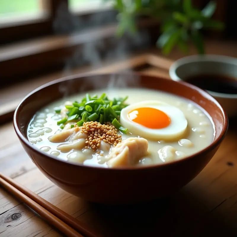 Congee Chino de Arroz y Pollo: Receta Tradicional para Desayunar o cenar