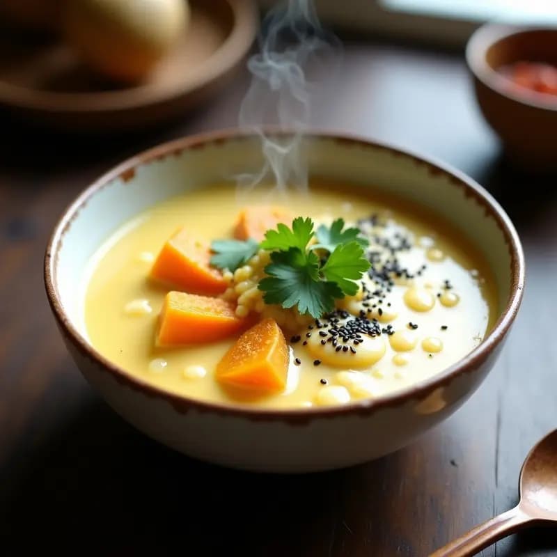 Congee Chino de Calabaza y Jengibre: Desayuno Detox en Olla Exprés con Toque Dulce