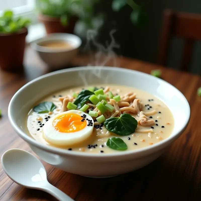 Congee de Jengibre y Pollo: Completo Chino Reconfortante y Bajo en Calorías