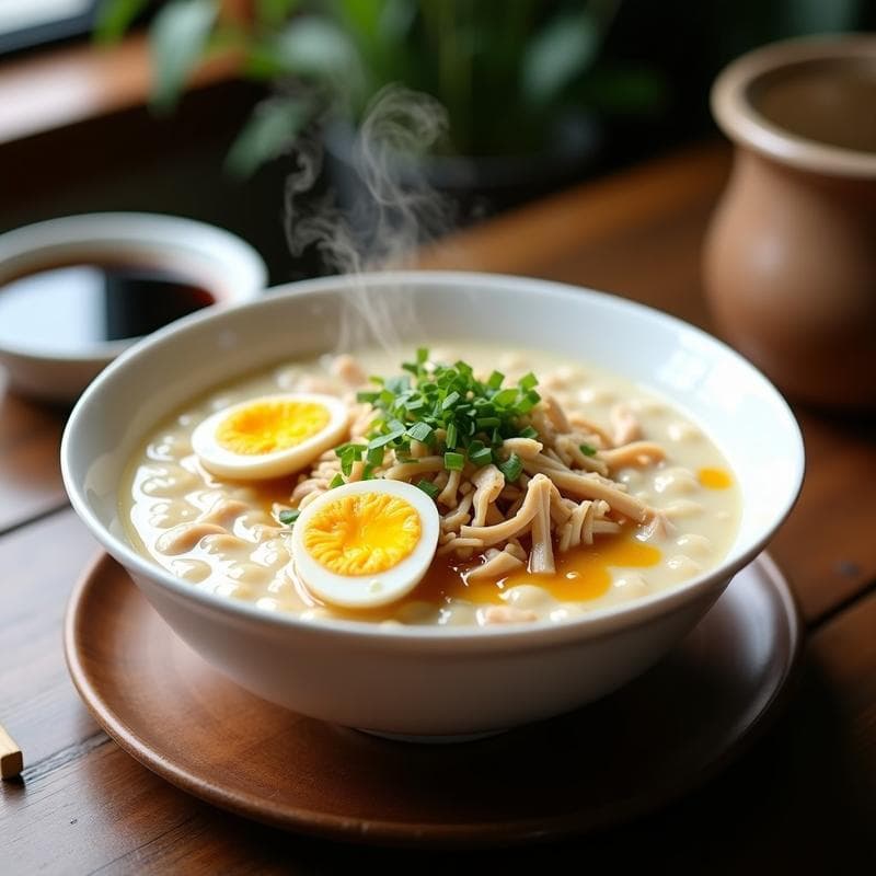 Congee de Jengibre y Pollo con Huevo Century: Desayuno Chino Reconfortante en Olla Express
