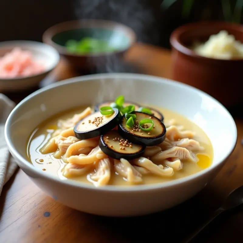Congee de Jengibre y Pollo con Huevo Centenario: Receta China Reconfortante en Thermomix