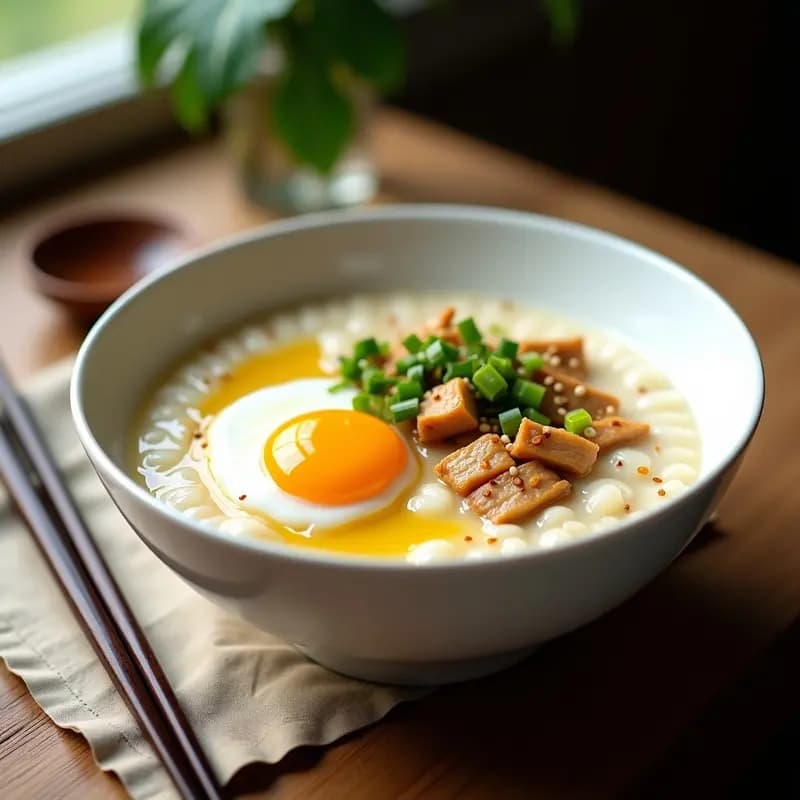 Congee de Pollo y Jengibre: Receta China de Arroz Cremoso para Desayunar