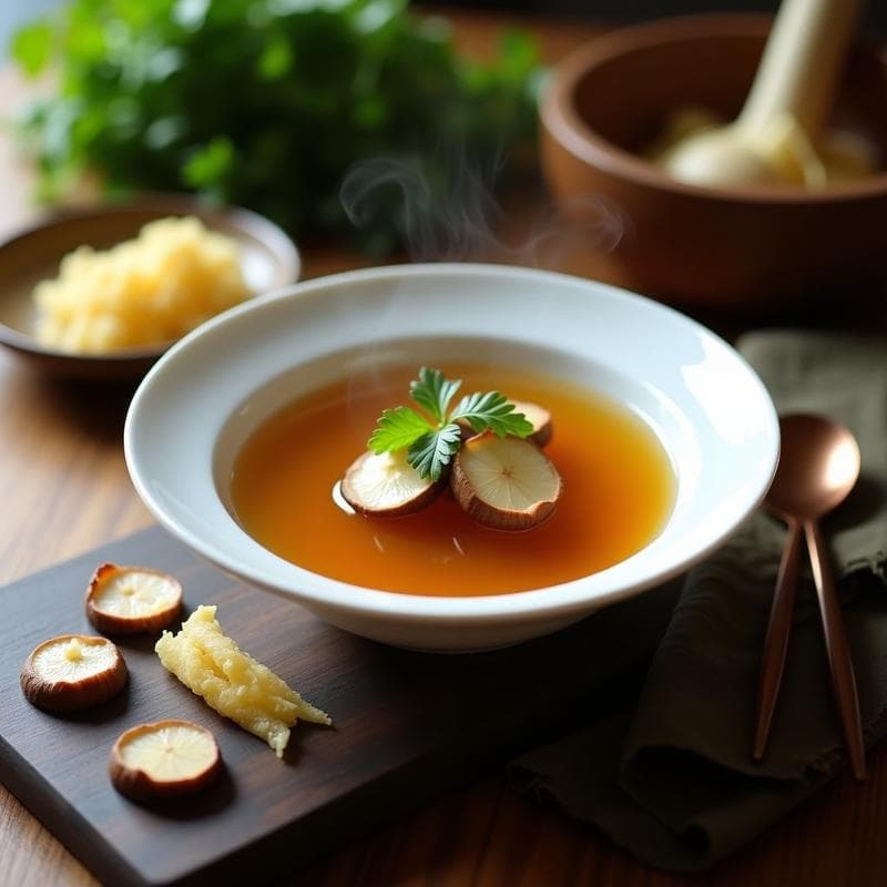 Consomé de Hongos Reishi y Jengibre: Receta China Antiinflamatoria en Thermomix