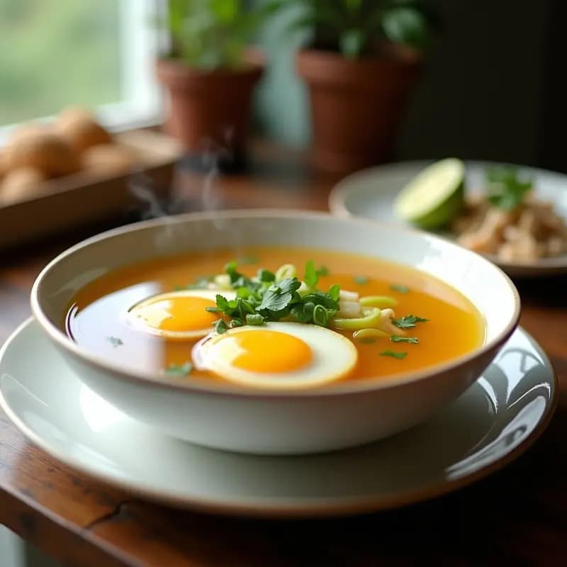 Consomé de Pollo con Huevo de Codorniz y Cebolletas: Receta Mexicana Reconfortante en Olla Rápida