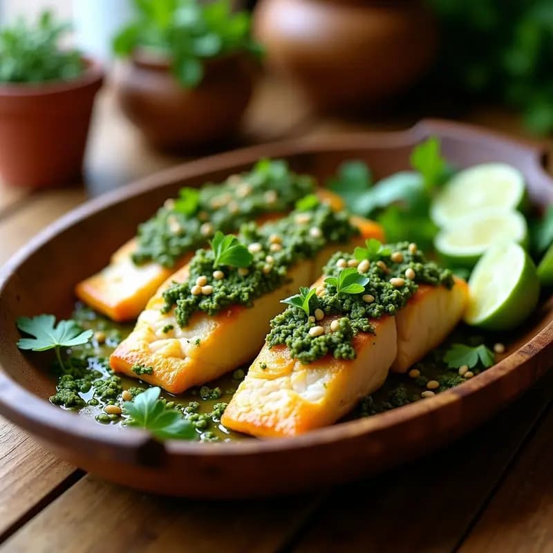 Corvina al Horno con Pesto de Cilantro y Lima: Receta Peruana Alta en Omega-3