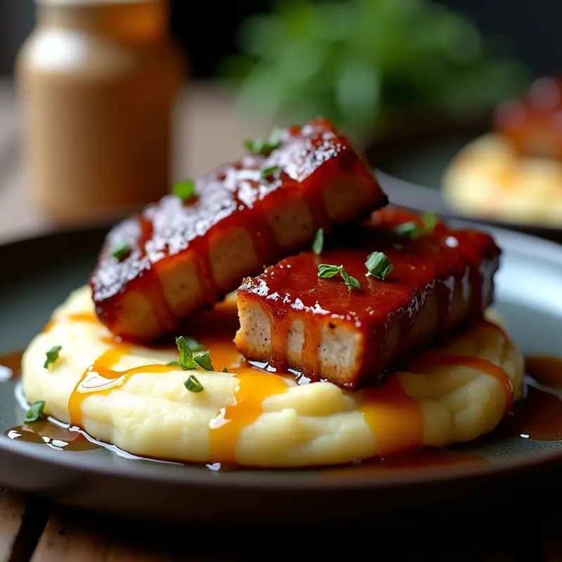 Costillas Glaseadas con Salsa de Arce y Whisky con Puré de Patata Trufado: Lujo en Forma de Comida Basura