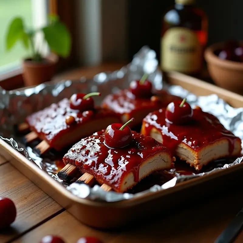 Costillas BBQ al Horno con Salsa de Cereza y Whisky: Tiernas, Dulces y con un Toque Ahumado