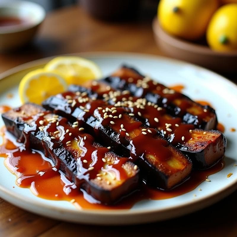 Costillas de Berenjena Asadas con Barbacoa de Dátiles y limón: Receta Vegana en Airfryer