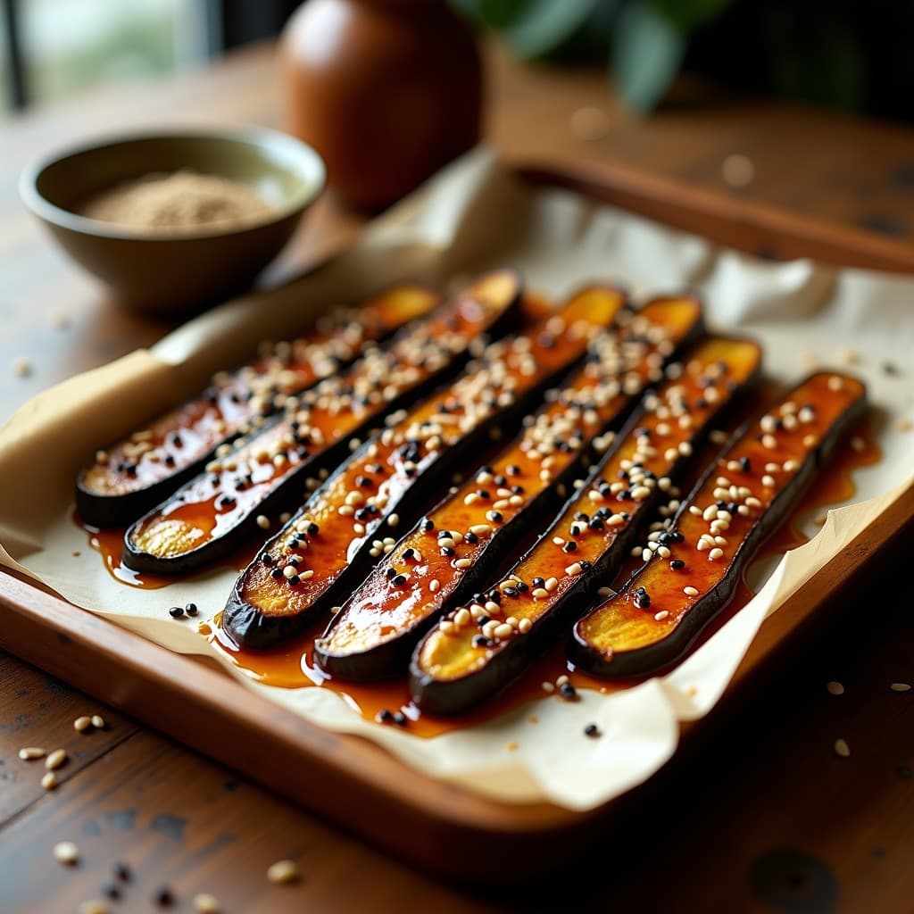 Costillas de Berenjena al Horno con Glaseado de Miel y Sésamo: Receta Vegana y Crujiente