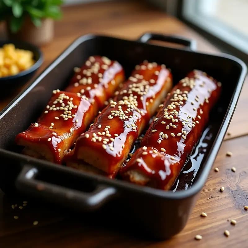 Costillas de Cerdo Glaseadas con Salsa de Miel y Sésamo: Receta para Carnívoros Sin Remordimientos