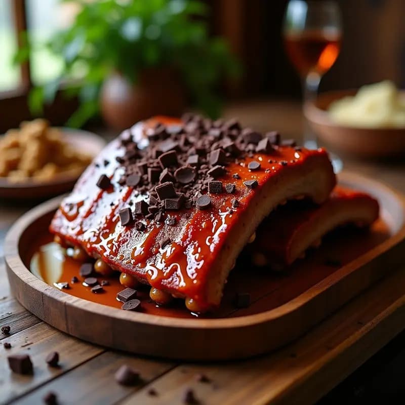 Costillas de Cerdo Glaseadas con Miel, BBQ y Virutas de Chocolate: Receta Dulce-Salada al Horno