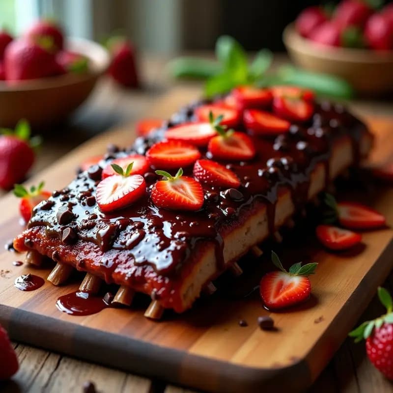 Costillas Glaseadas con BBQ de Fresa y Chocolate Negro: Carne Dulce que Enamora