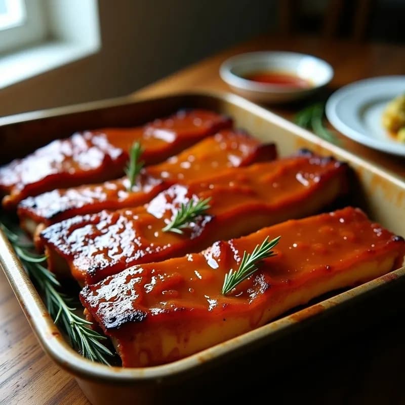 Costillas de Cerdo Glaseadas con Miel y Mostaza: Receta al Horno Jugosas y Crujientes