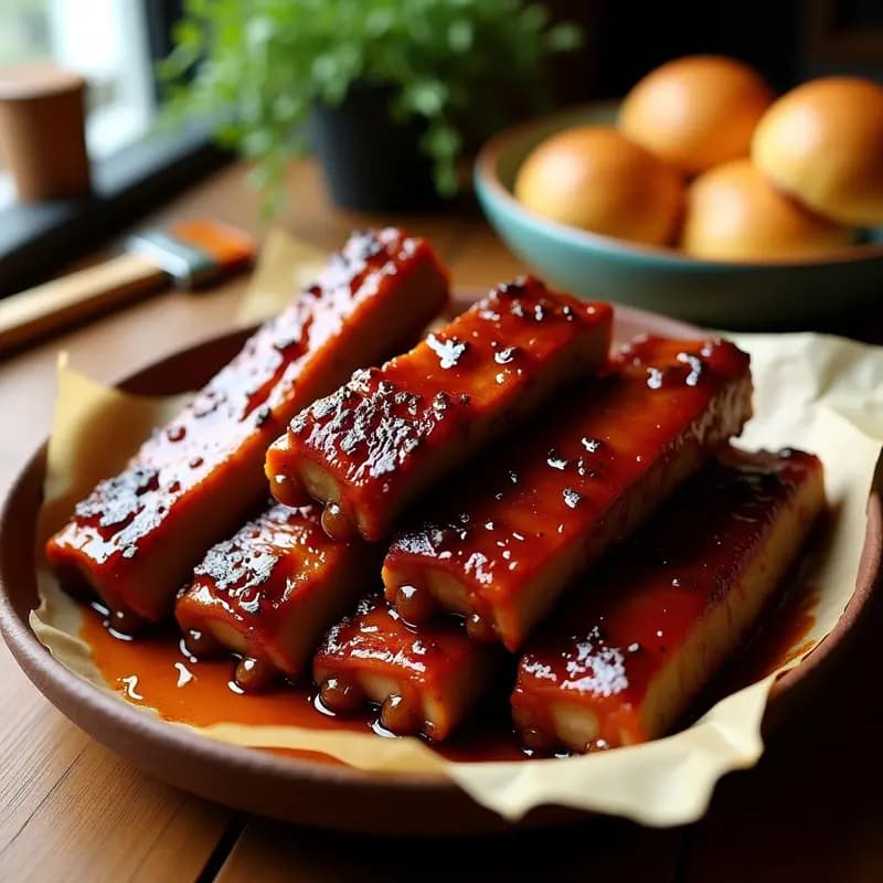 Costillas Glaseadas con Miel y Salsa Barbacoa: Carne que se Deshace en la Boca
