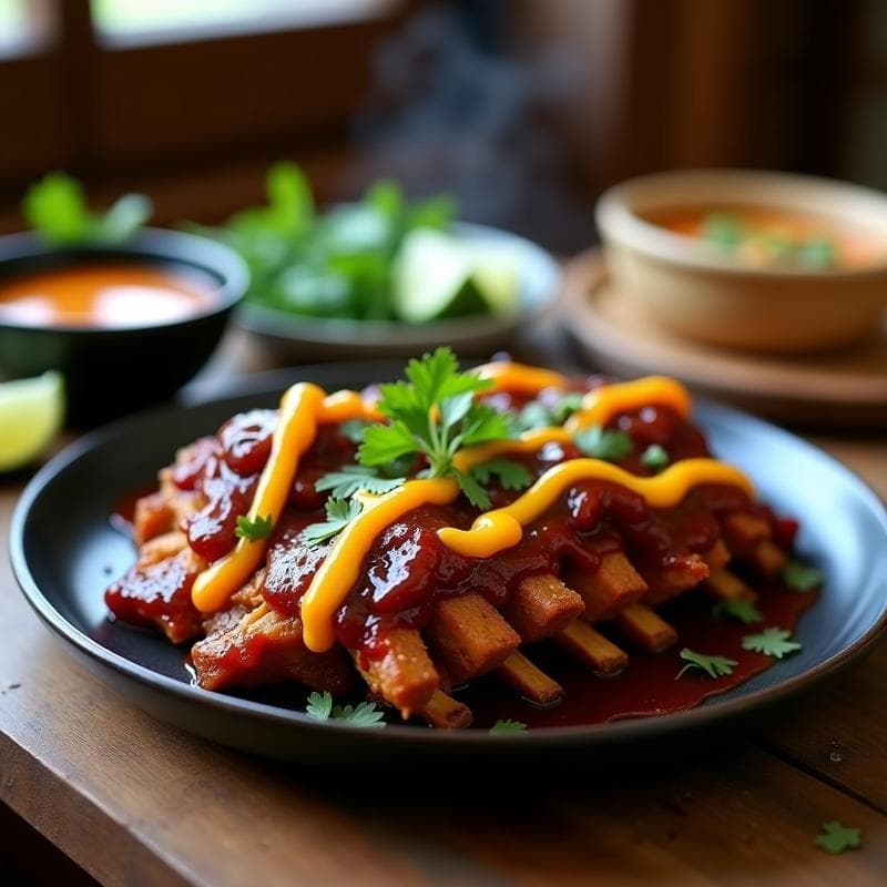 Costillas de Jackfruit al BBQ con Salsa de Mango Habanero: Receta Vegana en Olla Lenta tipo Tex-Mex