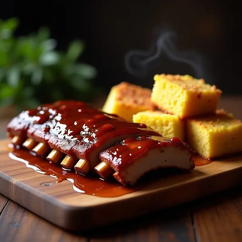 Costillas Glaseadas con Miel y Mostaza con Acompañamiento de Pan de Maíz: Receta BBQ para Chuparse los Dientes