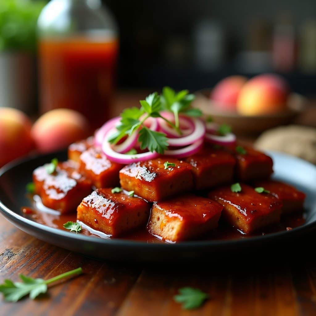 Costillas de Seitan al BBQ con Salsa de Melocotón: Receta Vegana en Olla Rápida