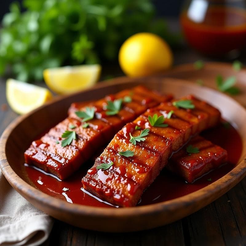 Costillas de Seitan al Horno con Salsa Barbacoa Sin Azúcar: Receta Vegana Alta en Proteína