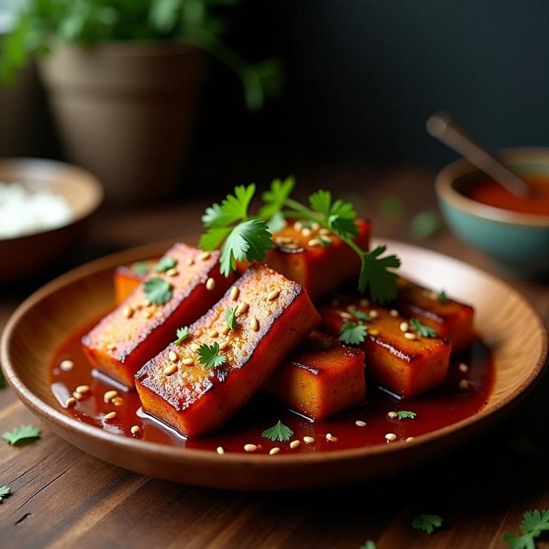 Costillas de Tofu Marinadas en Salsa Barbacoa: Receta en Airfryer Vegana y Crujiente