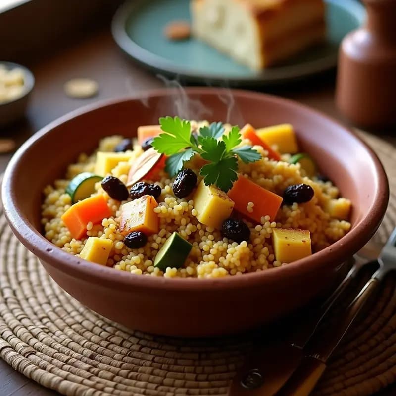 Couscous de Bulghur con Verduras y Pollo al Ras el Hanout: Receta Marroquí en una Olla