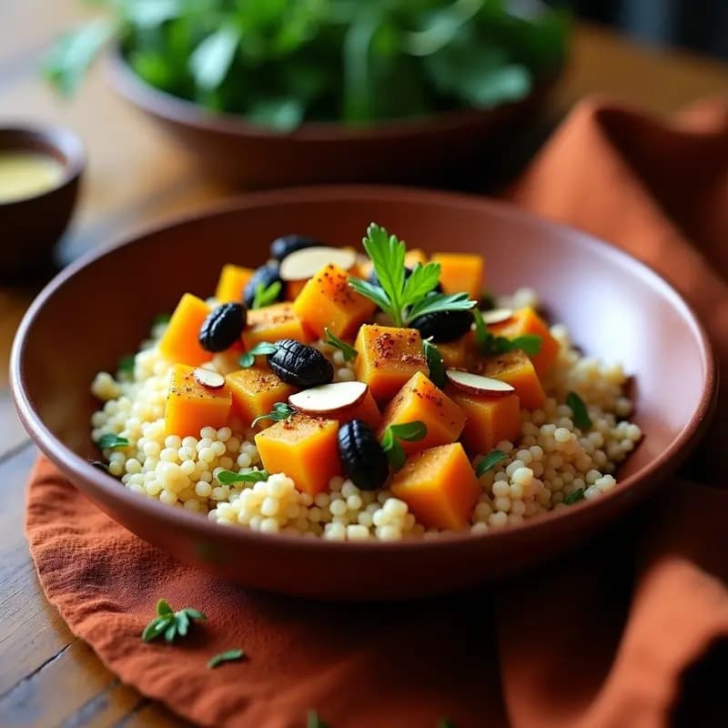 Couscous Marocí con Calabaza y Pasas de Higo: Receta Vegana y Rica en Fibra en Olla Exprés