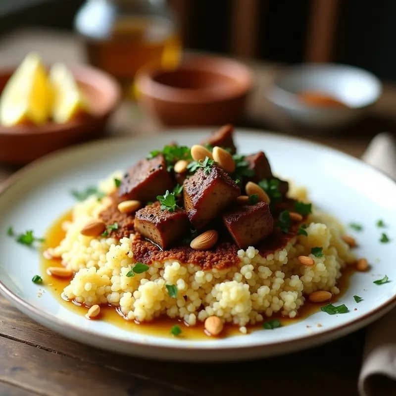 Couscous de Coliflor con Cordero y Siete Especias: Receta magrebí Low-Carb