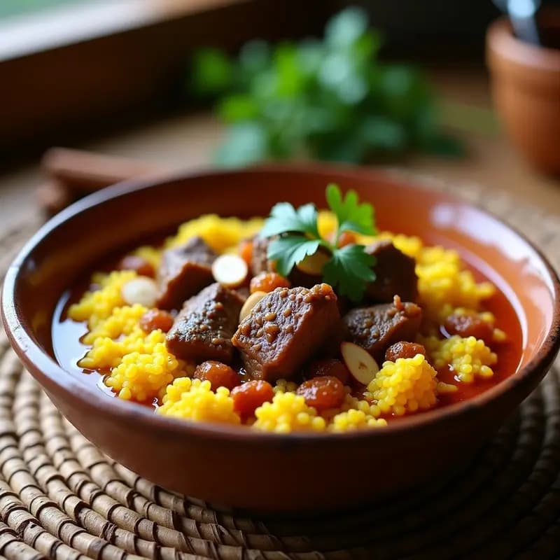 Couscous de Coliflor con Cordero y Pasas: Receta Marroquí en Olla Rápida Sin Gluten