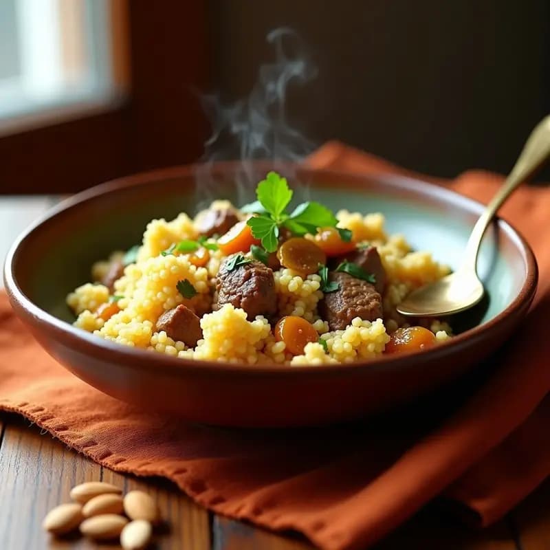 Couscous de Coliflor con Cordero y Pasas: Receta Marokí Low Carb en Olla Exprés