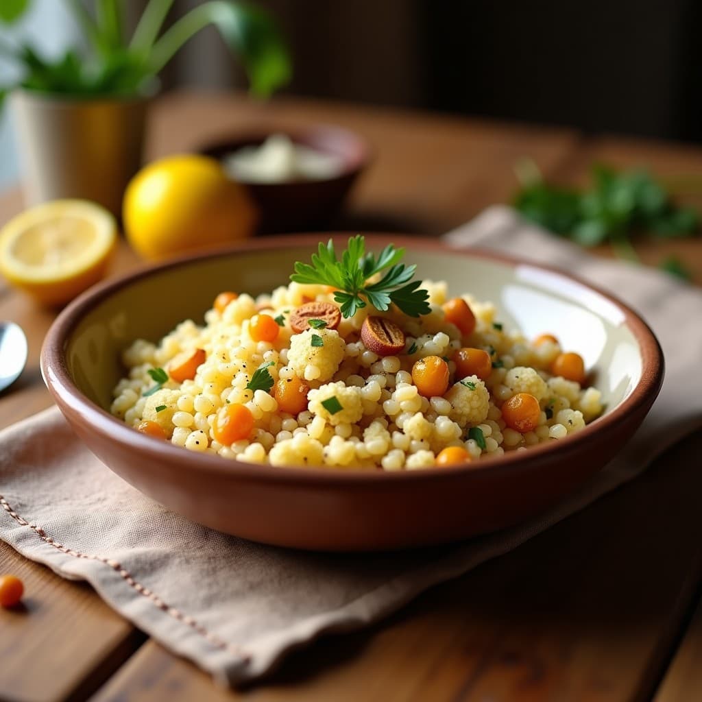 Couscous de Coliflor con Pasas, Almendras y Canela: Receta Sin Gluten y Marroquí en Thermomix