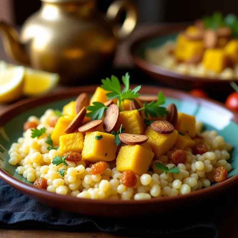 Couscous de Coliflor con Pollo al Curry y Pasas Doradas: Receta Marocí Keto Sin Gluten