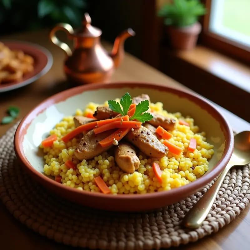 Couscous de Coliflor con Pollo al Ras el Hanout: Receta Magrebí Keto y Sin Gluten