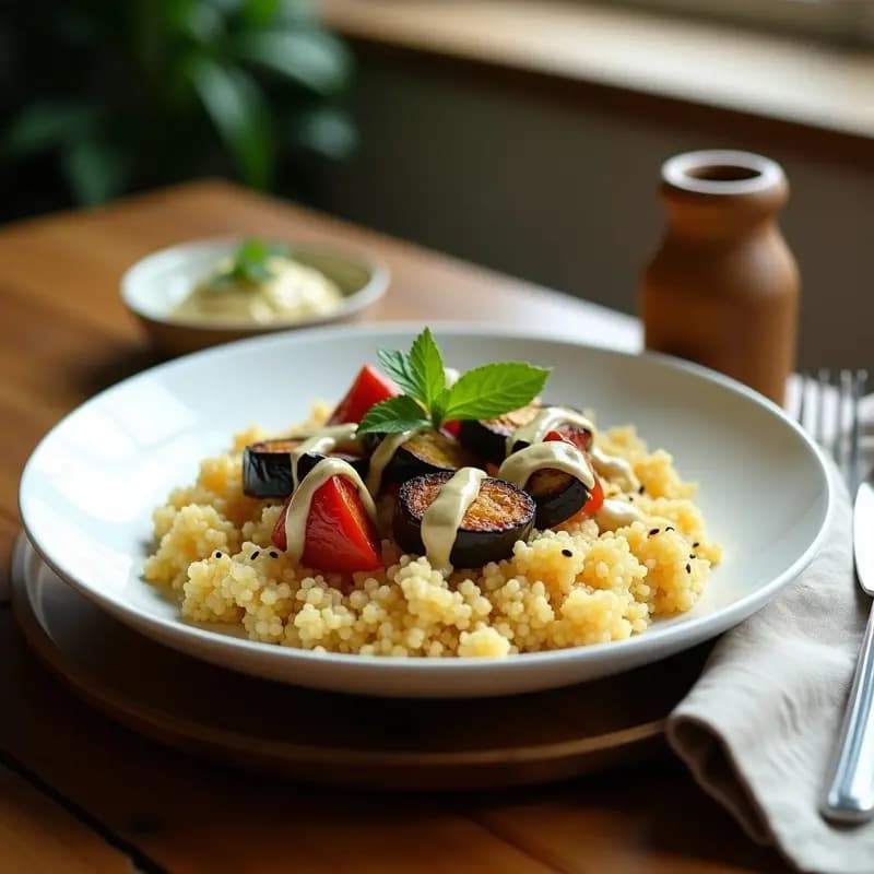 Couscous de Cúscuta con Verduras Asadas y Tahini: Receta Sin Gluten y Sin Harina en Olla Express