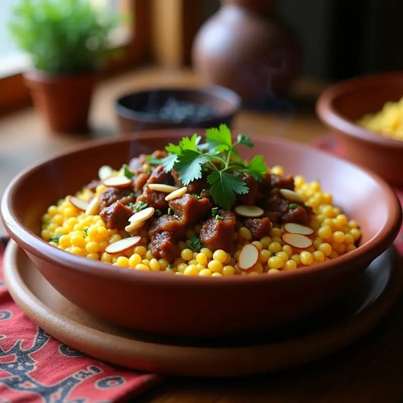 Couscous de Garbanzo con Cordero y Pasas: Receta Marocí Tradicional en Olla Exprés