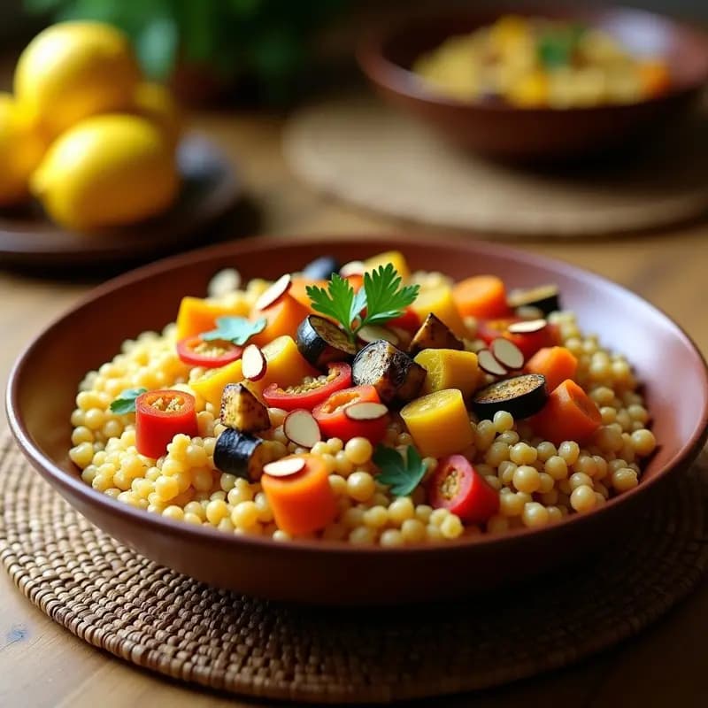 Couscous de Garbanzo con Verduras Asadas: Receta Marroquí Vegana y Sin Gluten