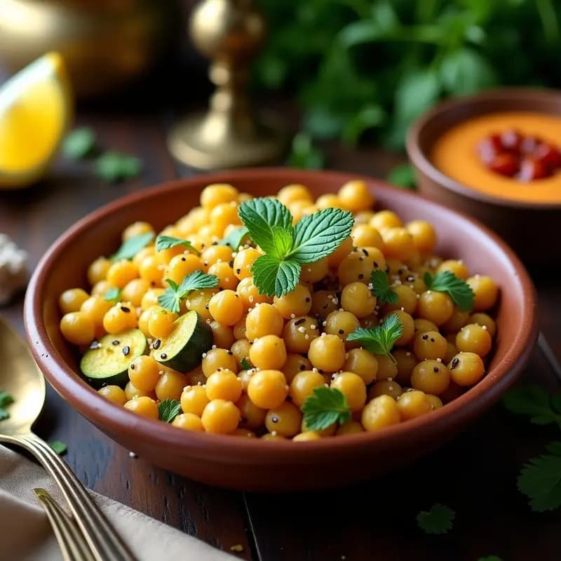 Couscous de Garbanzos y Calabacín al Horno: Receta Marocí Vegana y Sin Harina