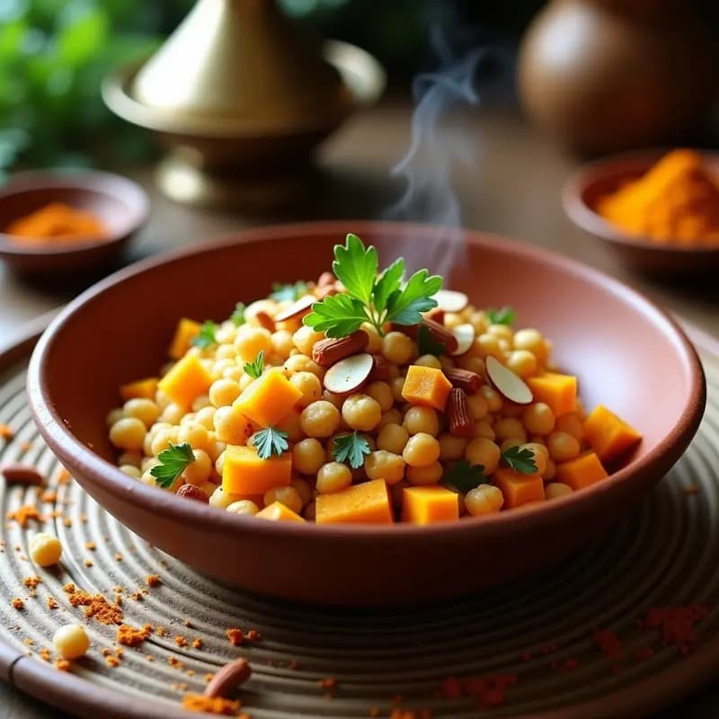 Couscous de Garbanzos y Calabaza Butternut: Receta bereber Vegana en Thermomix