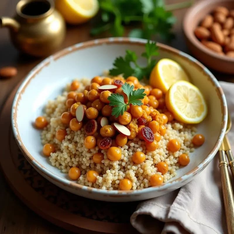 Couscous de Garbanzos con Pasas y Almendras: Receta Marocí Vegana y Alta en Fibra