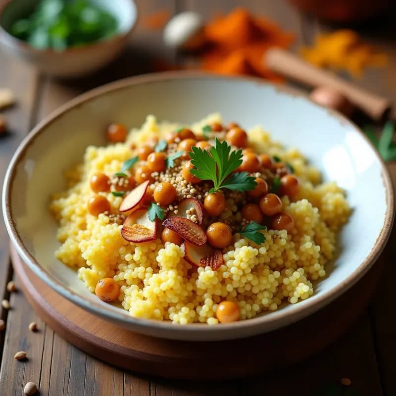 Couscous Marroquí con Garbanzos Crujientes y Pasas: Receta Tradicional en una Sola Olla