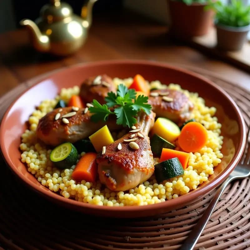 Couscous Marocí con Verduras y Pollo al Ras el Hanout: Receta Norteafricana en Cuscusera