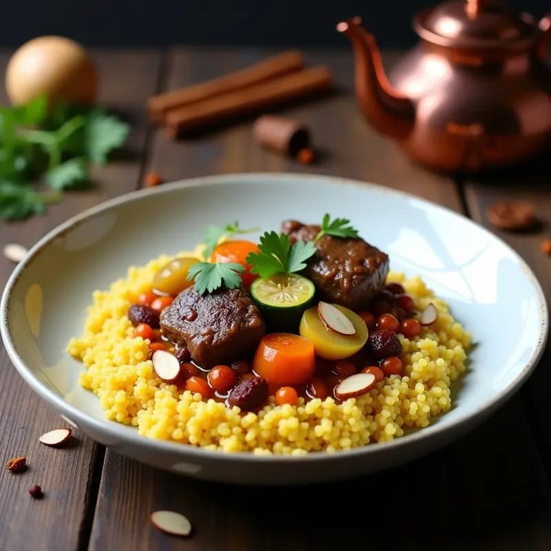 Couscous Marroquí con Cordero y Vegetales al Vapor: Receta en una Olla con Especias Exóticas