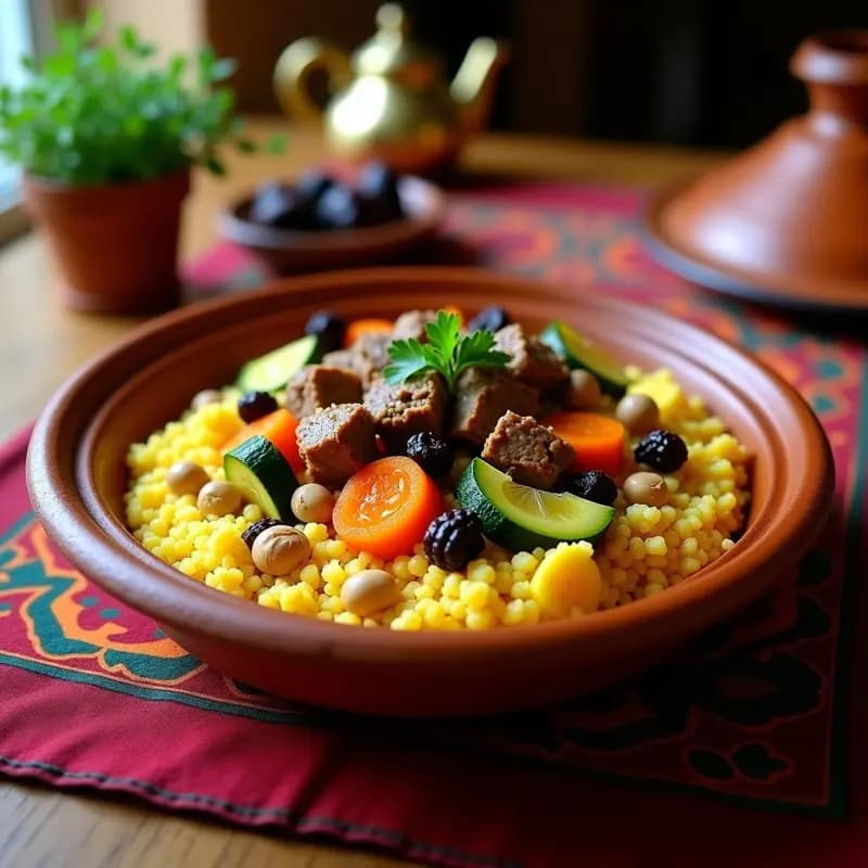 Couscous Marroquí con Cordero y Verduras: Receta Tradicional al Vapor con Ras el Hanout