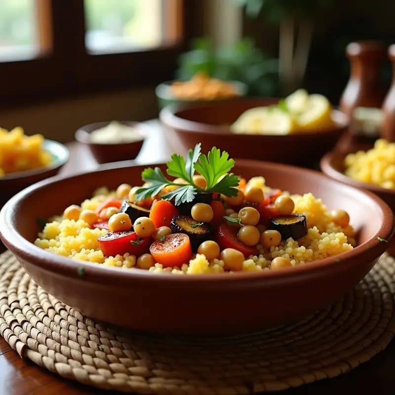 Couscous Marroquí con Verduras Asadas y Garbanzos: Receta Tradicional en Olla Express