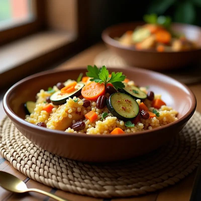Couscous Marroquí con Verduras y Pollo: Plato Norteafricano Sabroso y Nutritivo