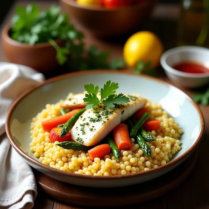 Couscous con Merluza y Verduras al Vapor: Receta Marocí Ligera y Sin Gluten