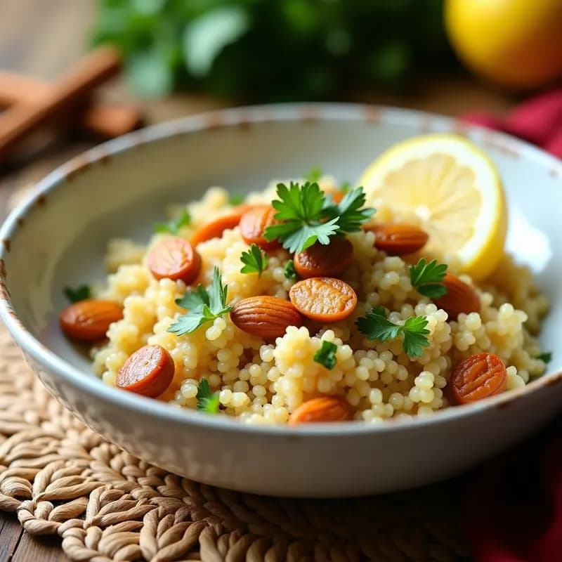 Couscous de Quinoa con Pasas y Almendras: Receta Marocí Keto con Toque Dulce-Salado
