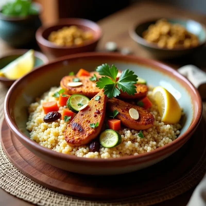 Couscous de Quinoa con Pollo al Ras el Hanout: Receta Marroquí Alta en Proteína